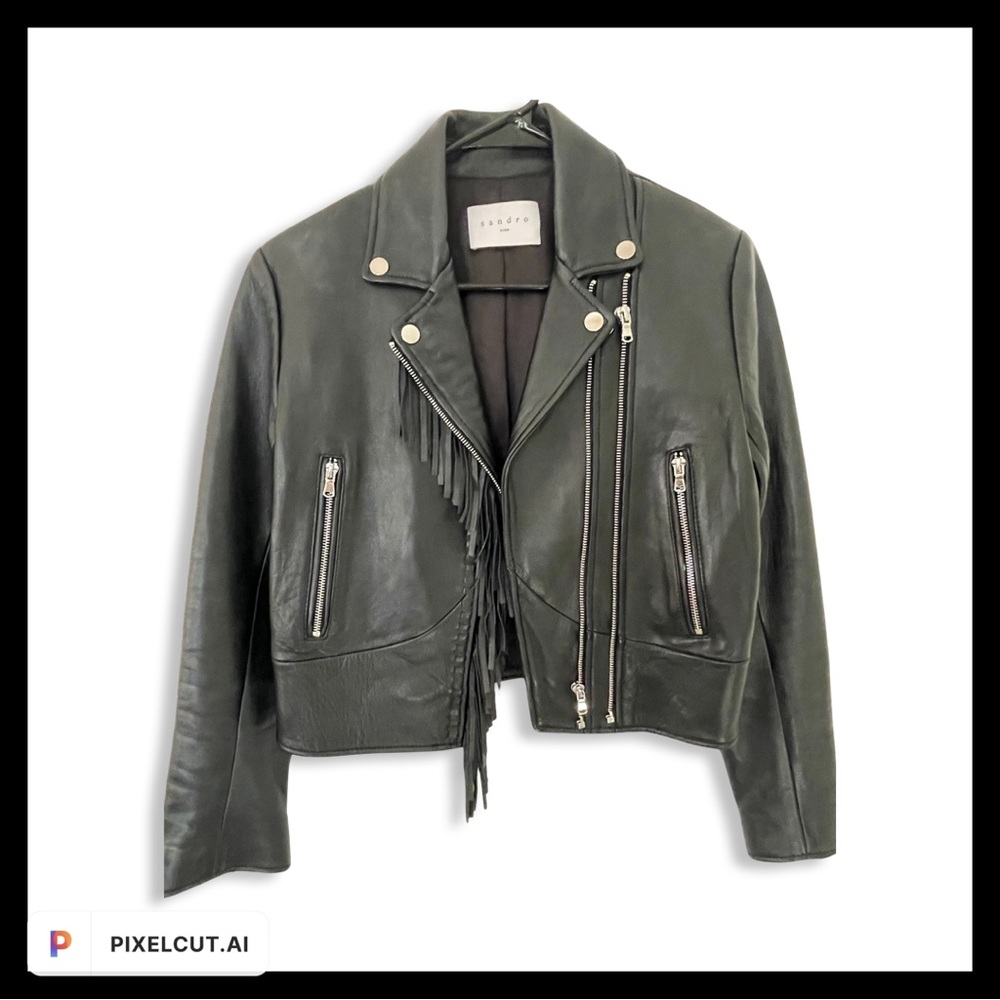 Sandro Womens Black Leather Jacket